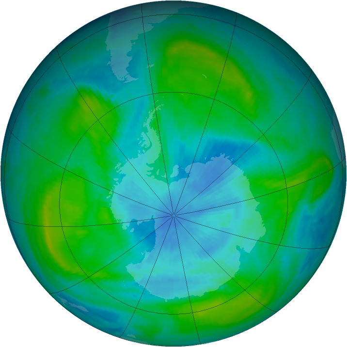 Antarctic ozone map for 03 March 1981
